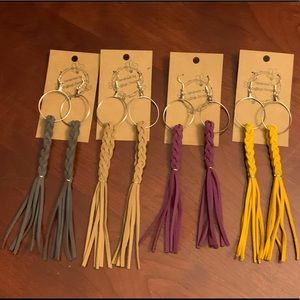 Faux Leather Fringe Earrings.. Very Stylish… . .925 silver hooks